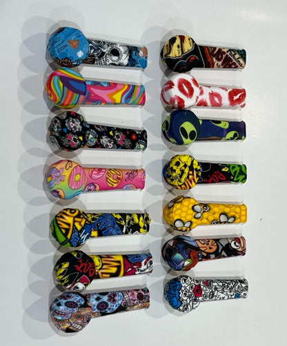 3.4” Silicone Chillum Pipe - 1CT - Left Side Carbhole