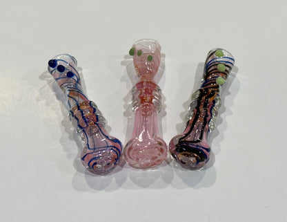 Hand-Blown Glass Chillum One Hitter – 3” Thick Heavy Glass Tobacco Pipe
