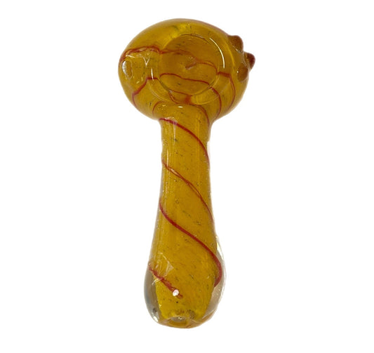 Honey Swirl Glass Spoon Pipe (3.5") – Thick Borosilicate Hand Pipe with Left-Side Carb Hole