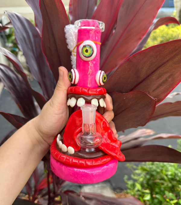 3D Third Eye Monster Glass Bong With Cyclops Design –  Monster Water Pipe Bong W/ Teeth