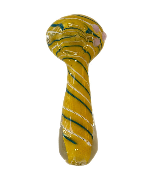 Sunbeam Swirl Mini Glass Spoon Pipe (3.5") – Thick Borosilicate Hand Pipe with Left Carb Hole