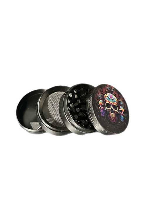 Psychedelic Skull 4-Piece Herb Grinder - 2” Size