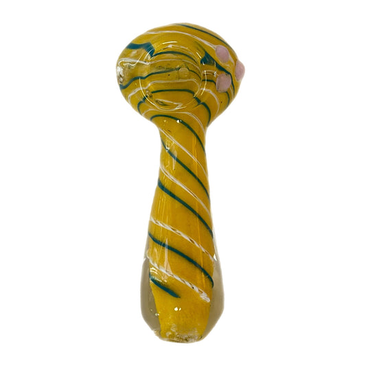 Sunbeam Swirl Mini Glass Spoon Pipe (3.5") – Thick Borosilicate Hand Pipe with Left Carb Hole