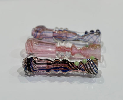 Hand-Blown Glass Chillum One Hitter – 3” Thick Heavy Glass Tobacco Pipe