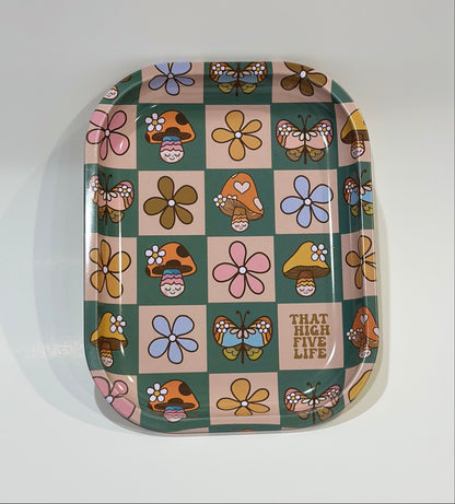 5x7 Small Rolling Tray – “That High Five Life” | Cute Floral Mushroom Design
