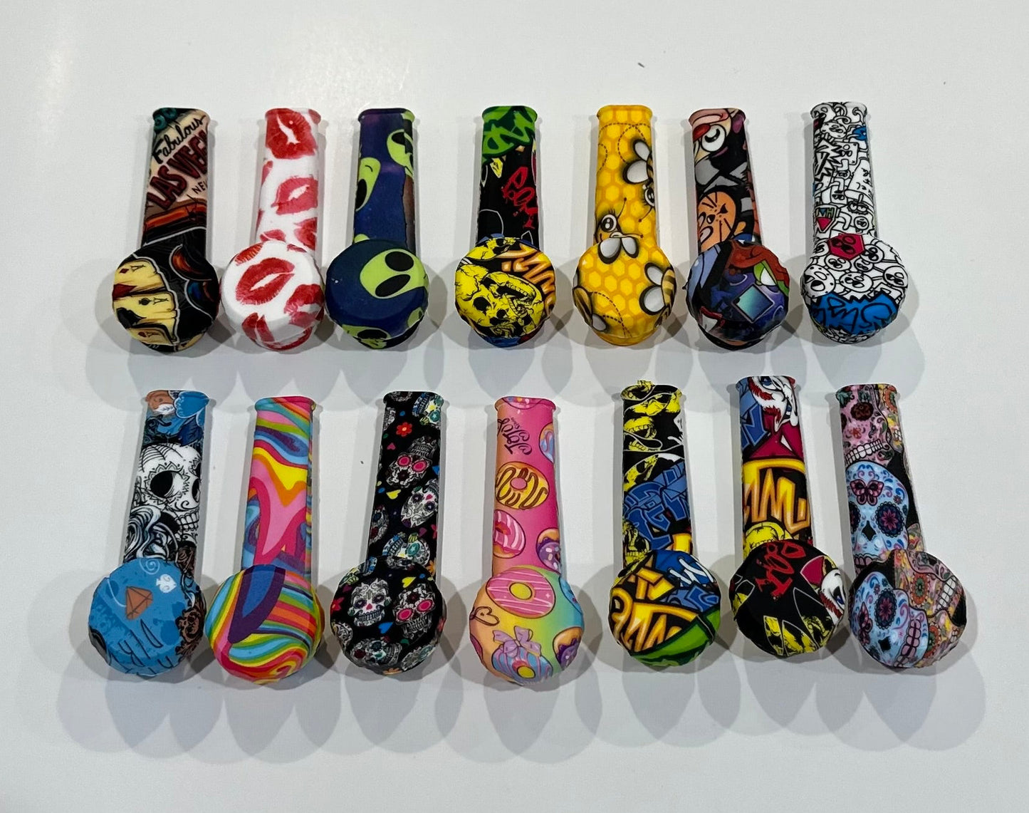 3.4” Silicone Chillum Pipe - 1CT - Left Side Carbhole