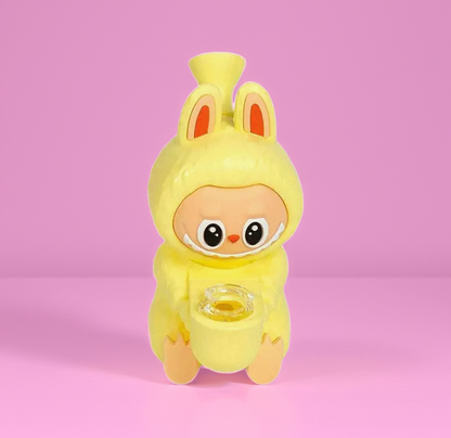 Labubu Bong Pipe – Cute Monster Character Water Pipe | Unique Mini Bong, Silicone + Glass Bowl