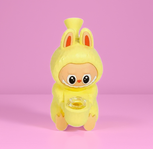 Labubu Bong Pipe – Cute Monster Character Water Pipe | Unique Mini Bong, Silicone + Glass Bowl