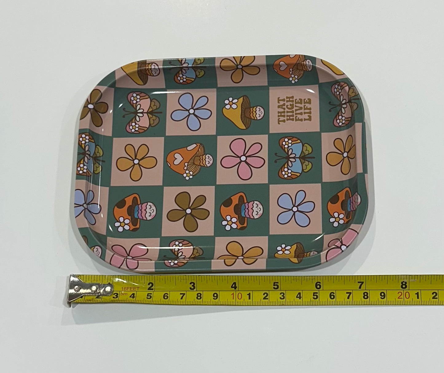 5x7 Small Rolling Tray – “That High Five Life” | Cute Floral Mushroom Design