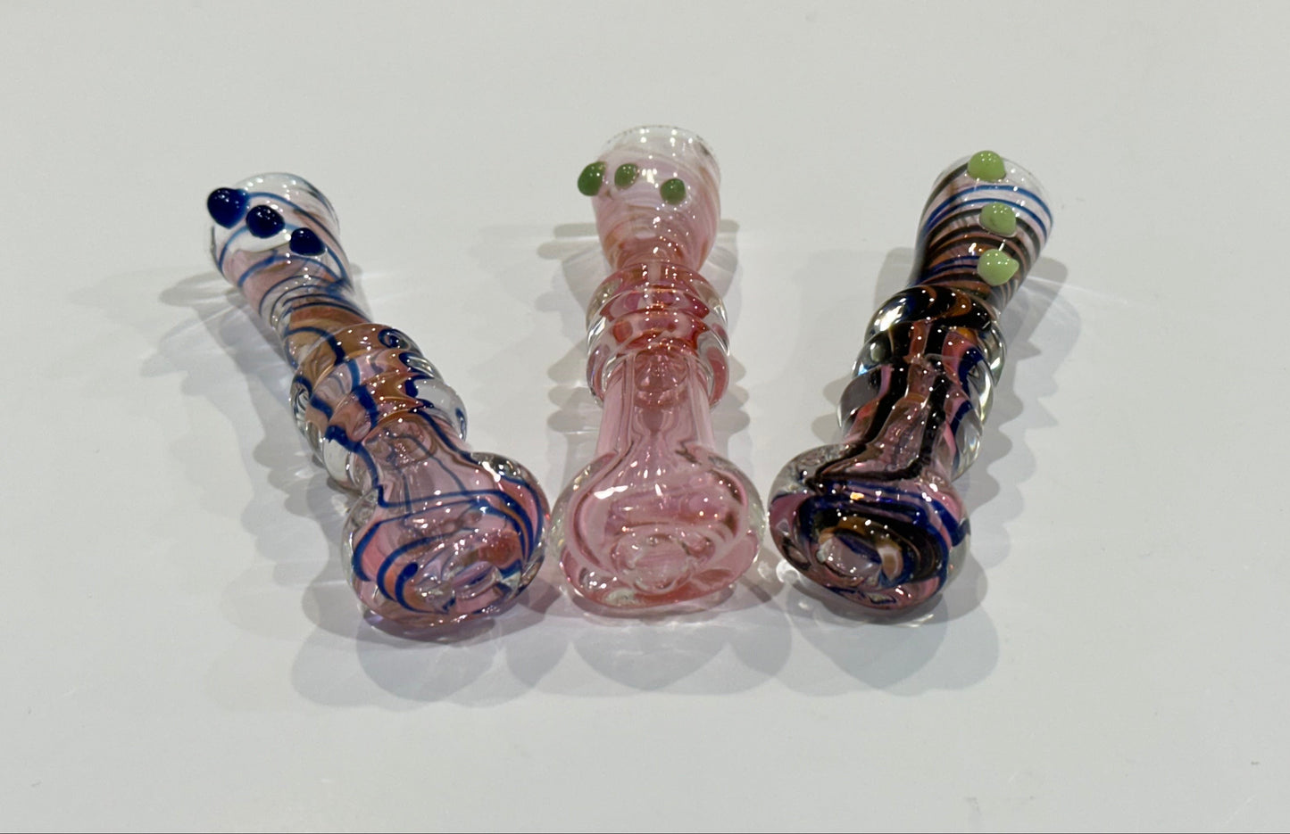 Hand-Blown Glass Chillum One Hitter – 3” Thick Heavy Glass Tobacco Pipe