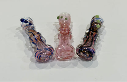 Hand-Blown Glass Chillum One Hitter – 3” Thick Heavy Glass Tobacco Pipe