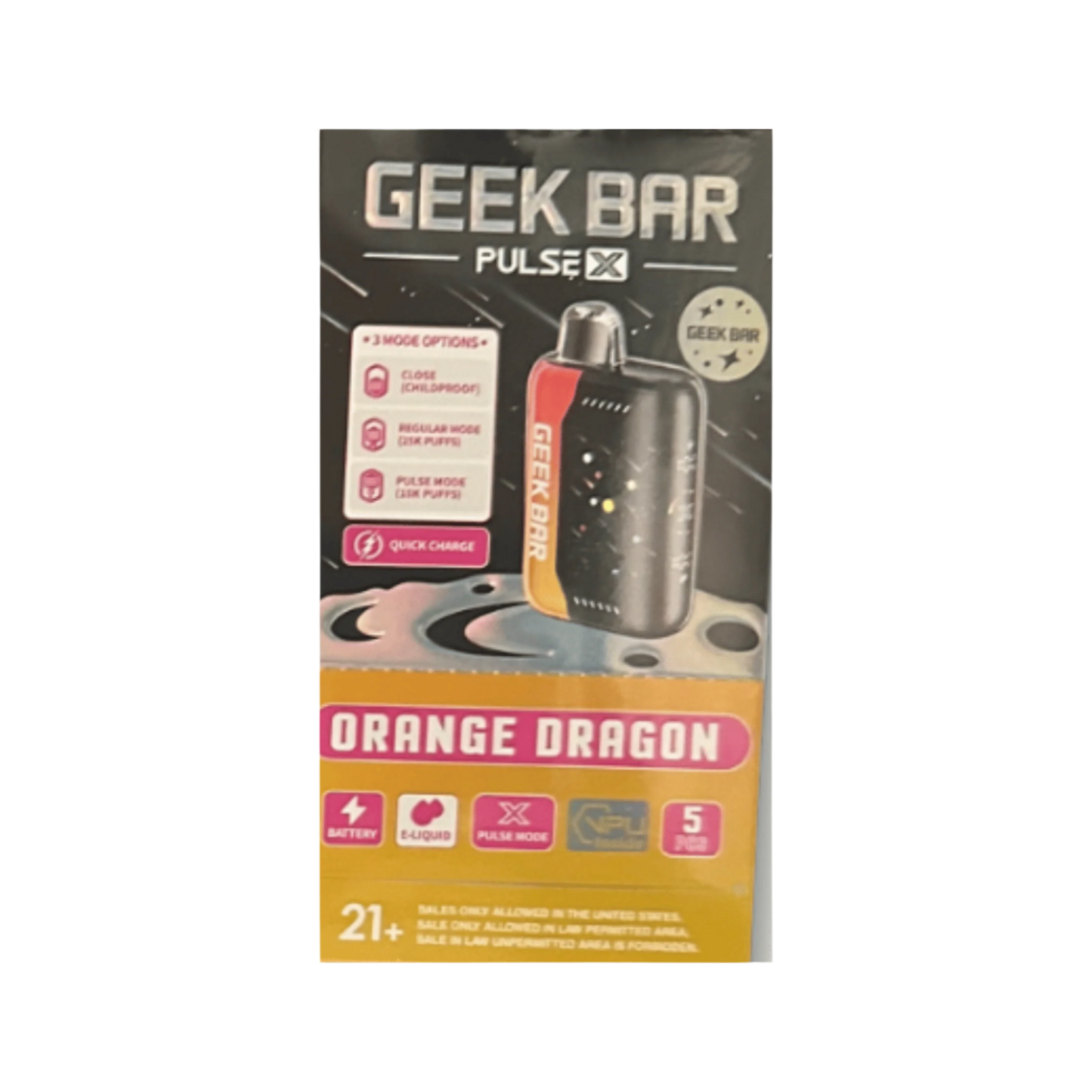 Geek Bar Pulse X Disposable Vape – 25,000 Puffs, 5% Nicotine, Dual Mode, 3D Curved Display