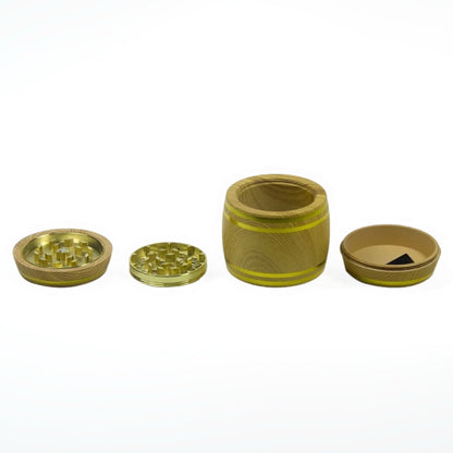 2.5" 4 PC Tobacco Herb Spice Grinder Wine Barrel Design Wooden Look Crusher