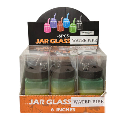 6” Jar Glass Water Pipe – Compact Jar Style Bong with Straw Mouthpiece | Durable Glass