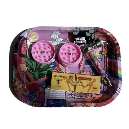 Lady Hornet Rolling Tray Set – Complete Smoking Kit - 5 Pieces