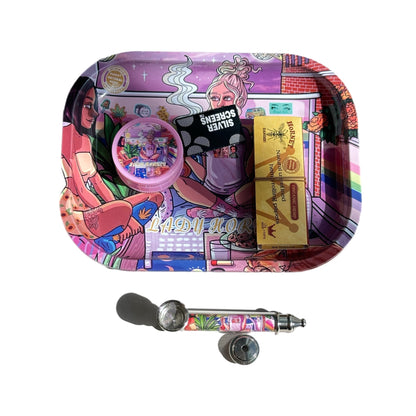 Lady Hornet Rolling Tray Set – Complete Smoking Kit - 5 Pieces