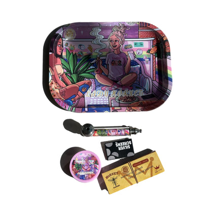Lady Hornet Rolling Tray Set – Complete Smoking Kit - 5 Pieces