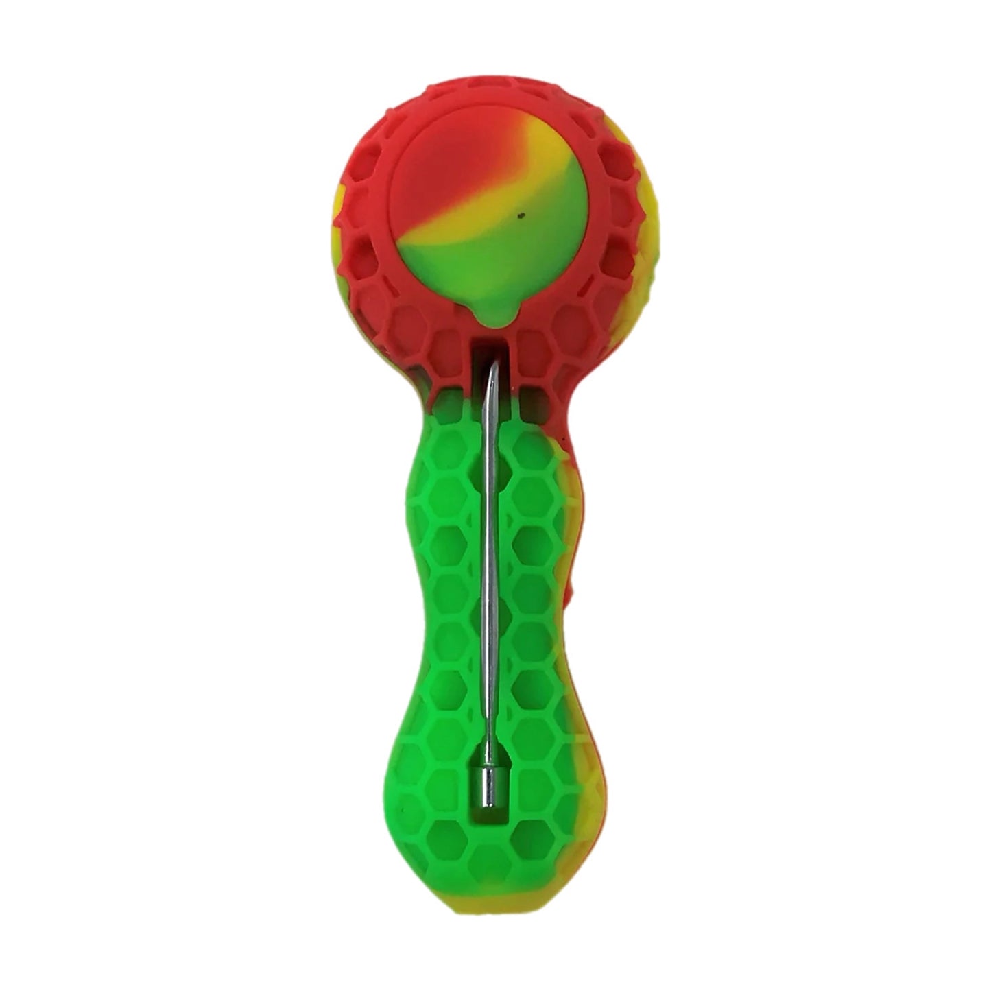 Unbreakeable Honeycomb Silicone Pipe with Bee Design – 3.5” Hand Pipe with Glass Bowl | Durable, Heat-Resistant