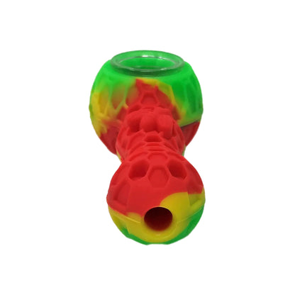 Unbreakeable Honeycomb Silicone Pipe with Bee Design – 3.5” Hand Pipe with Glass Bowl | Durable, Heat-Resistant