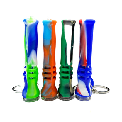 Silicone Keychain Pipe – Portable Mini Smoking Pipe with Glass Bowl