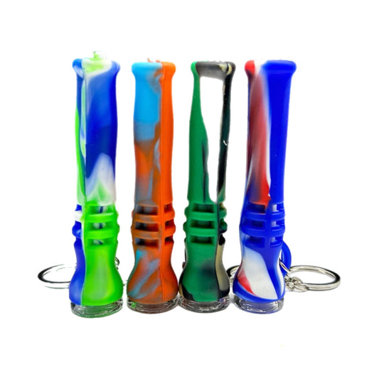 Silicone Keychain Pipe – Portable Mini Smoking Pipe with Glass Bowl