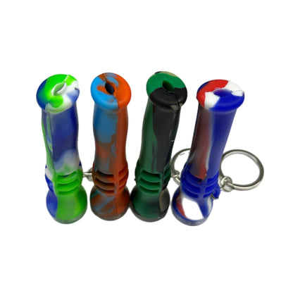 Silicone Keychain Pipe – Portable Mini Smoking Pipe with Glass Bowl