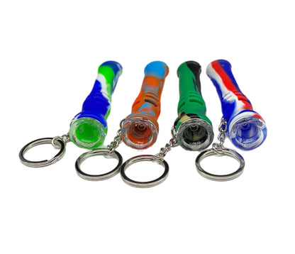 Silicone Keychain Pipe – Portable Mini Smoking Pipe with Glass Bowl