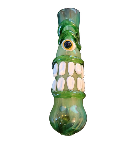 The "CYCLOPS" Halloween Pipes, Artistic Glass Chillum, Monster Eyeball, Handmade One Hitter, Unique Tobacco Pipe USA