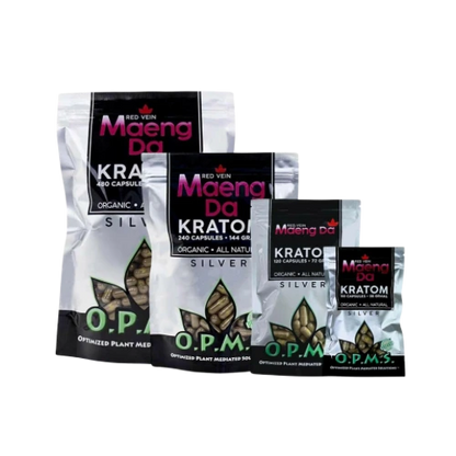 O.P.M.S.® Silver RED Vein Maeng Da Kratom Capsules