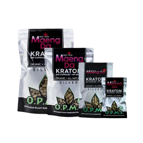 O.P.M.S.® Silver RED Vein Maeng Da Kratom Capsules