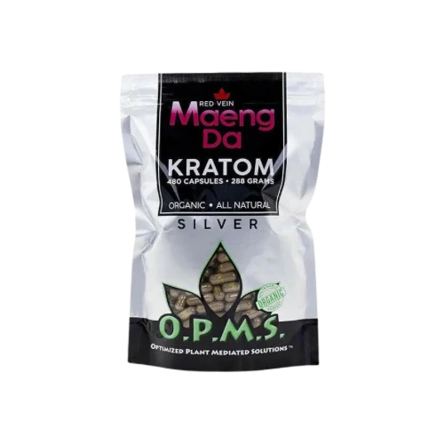 O.P.M.S.® Silver RED Vein Maeng Da Kratom Capsules