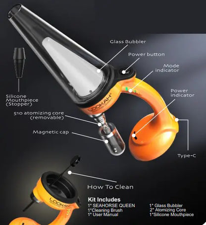 Lookah Seahorse Queen – Electric Nectar Collector Bubbler Dab Rig 800mAh