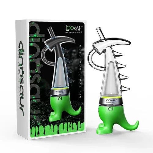 Dinosaur Electric Dab Rig by Lookah – LED Smart E-Rig with 710 Quartz Coils & Dino Glass Bubbler