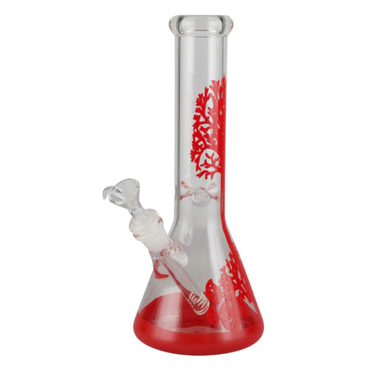Red Tree Design Durable Glass Beaker Bong - Unique Cool Bong