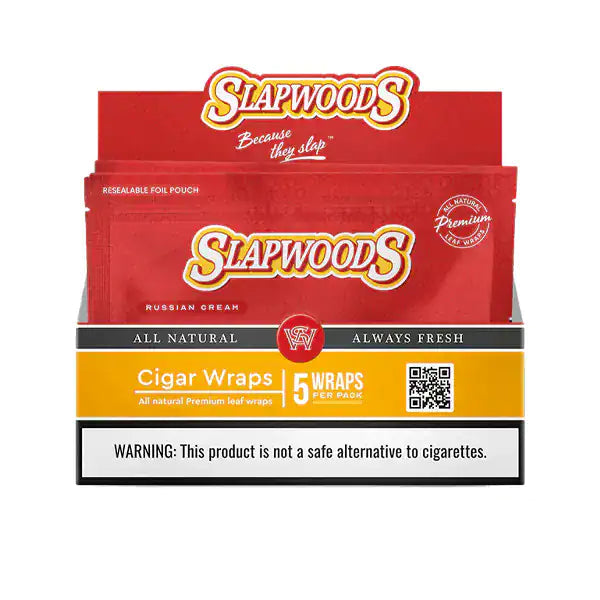 Slapwoods Russian Cream Leaf Wraps – Premium Virgin Tobacco Wraps (5 Pack)