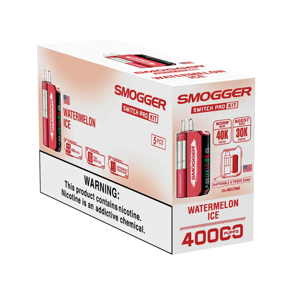 SMOGGER Switch Pro Kit Disposable Vapes 40K Puffs  – 5 Pack (Full Box)