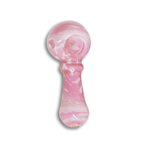 Pink Swirl Glass Spoon Pipe – Cute & Compact Hand Pipe 4"