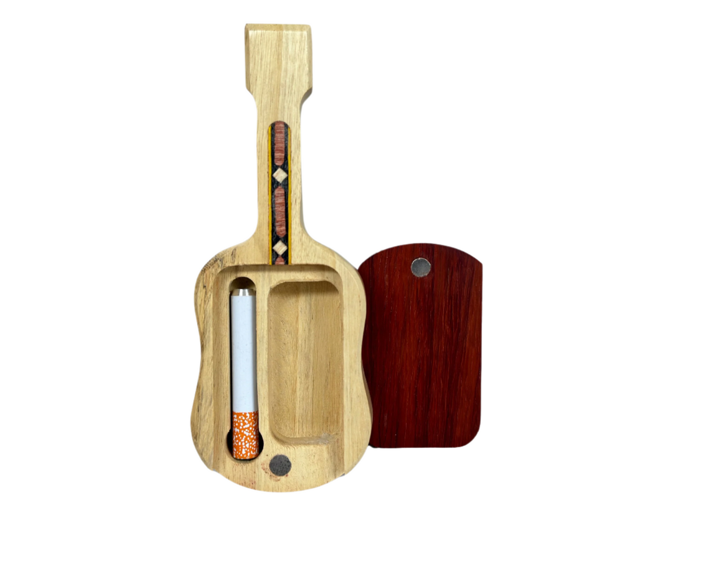 Guitar-Shaped Wooden Dugout with One Hitter Bat