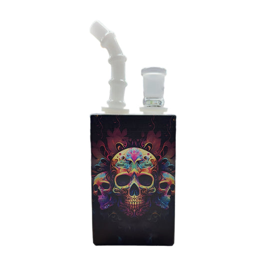 Glass Juice Box Bong – Skull Edition | Bold, Compact & One-of-a-Kind