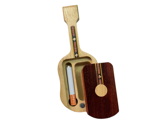 Guitar-Shaped Wooden Dugout with One Hitter Bat