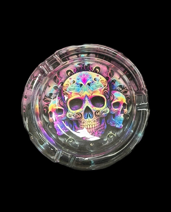 Psychedelic Skull Glass Ashtray